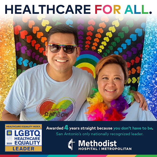 
Healthcare for all. Awarded 4 years straight, because you don't have to be. San Antonio's only nationally recognized leader. 2020 LGBTQ Healtcare Equality Leader.
