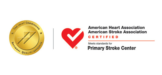 The Joint Commission, National Quality Approval and American Heart Association/American Stroke Association Certified, Meets standards for Primary Stroke Center