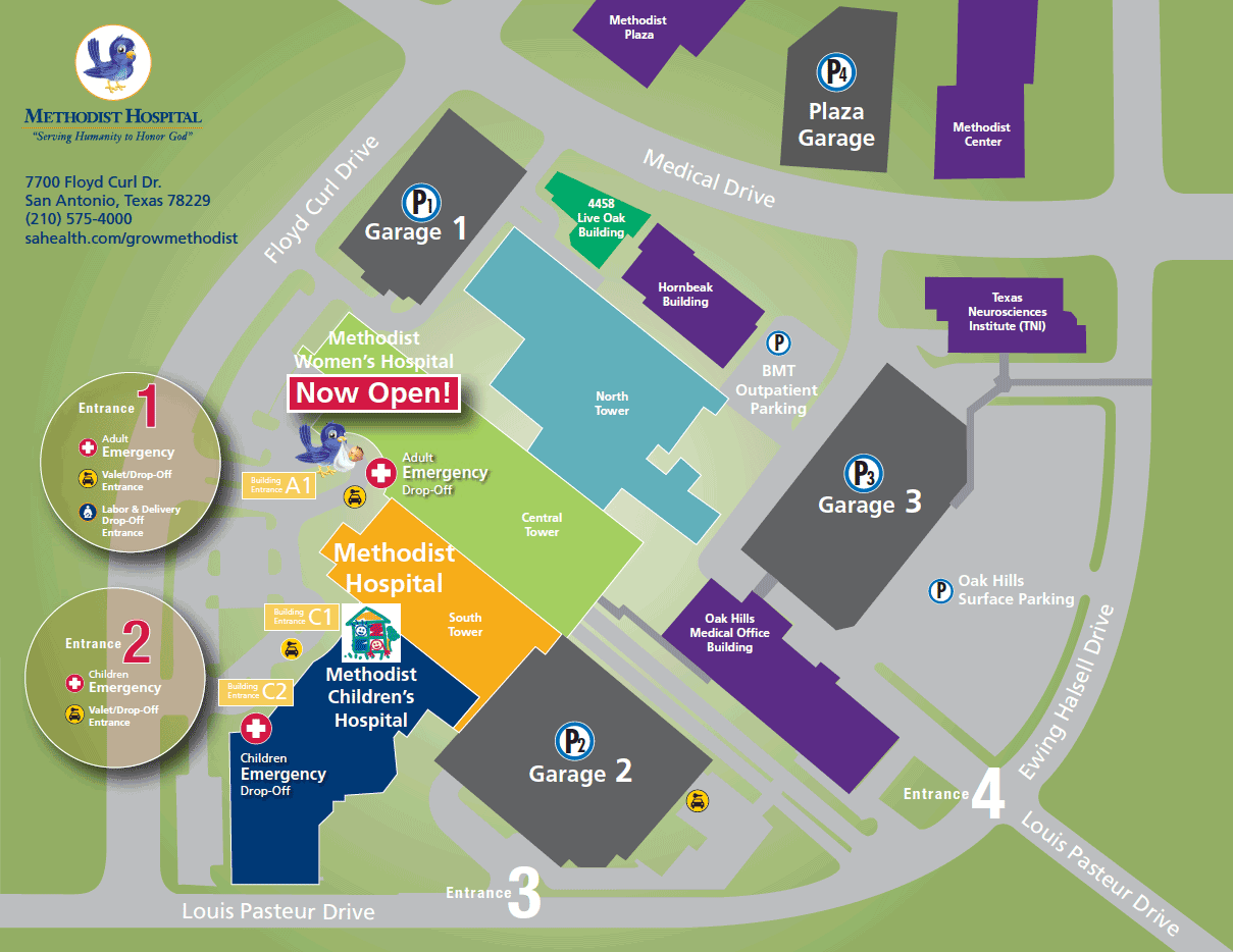 Map of campus - information is in text below